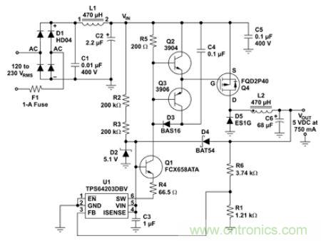 低壓降壓IC實(shí)現(xiàn)了簡單、經(jīng)濟(jì)的偏置電源
