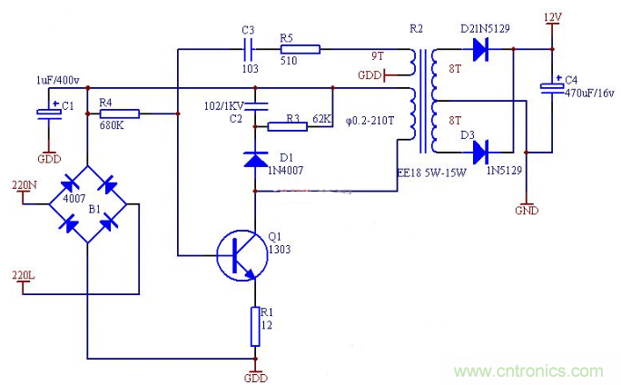 六款簡單的開關(guān)電源電路設(shè)計(jì)，內(nèi)附原理圖詳解